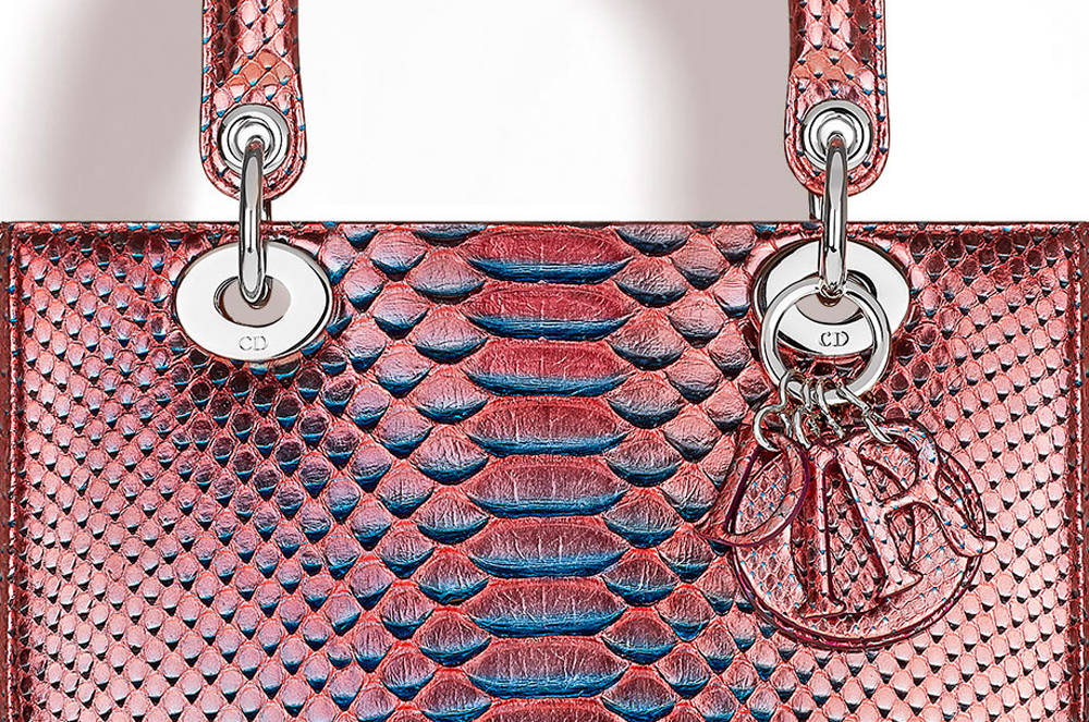 Christian-Dior-Lady-Dior-Metallic-Python-Bag-Closeup